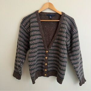 VTG Birch Bros 100% Shetland Wool Cardigan Sz Small Eclectic Academia Old Money